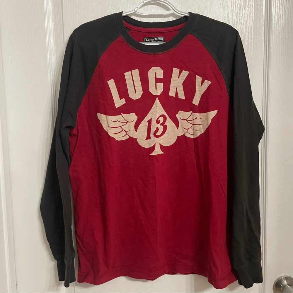Lucky Brand Vintage Inspired LUCKY 13 Raglan Long Sleeve Shirt Men’s Size Medium